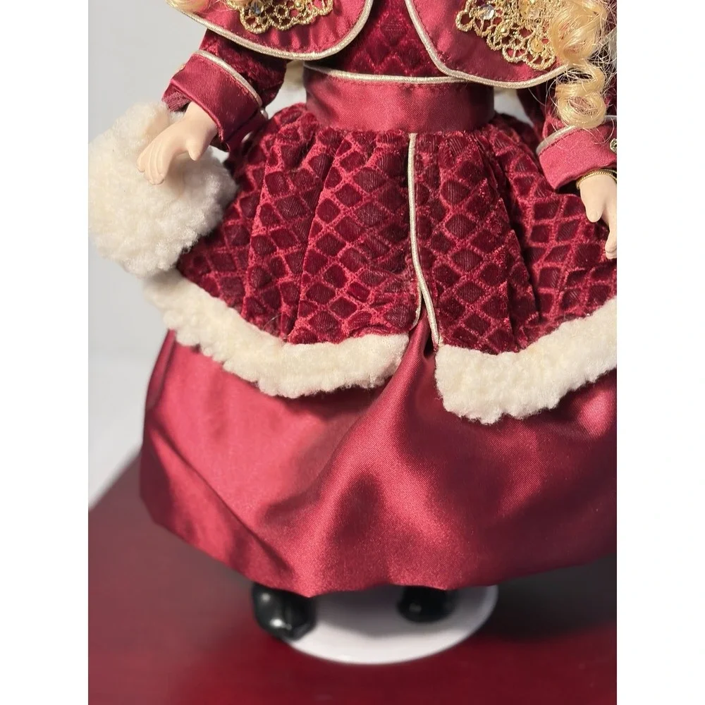 Victorian Rose Collection Porcelain Doll- Blonde Curls - Burgundy Velvet Dress